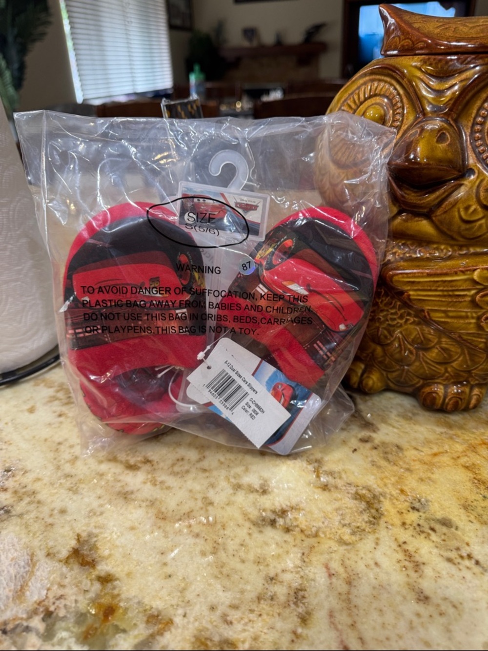 Disney Red and Black Lightning McQueen Kids Slippers